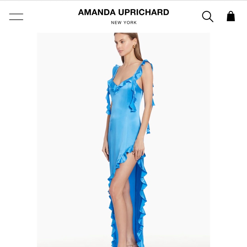 blue silk Amanda Uprichard dress size XS prom